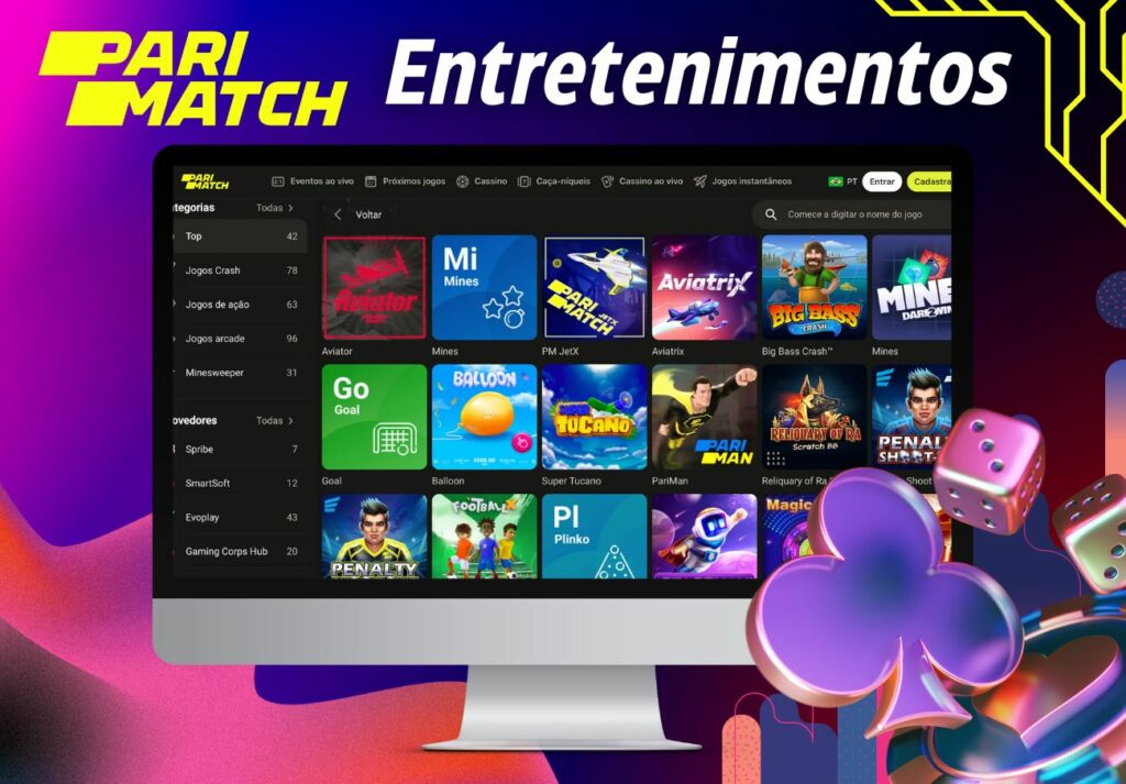 top 10 do entretenimento no sítio Web da Parimatch Brasil